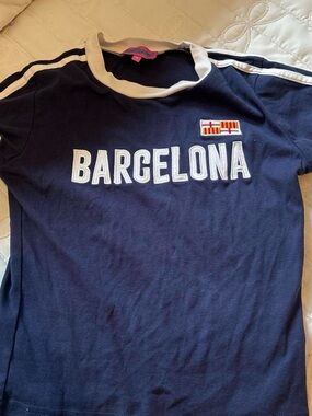 Edikted Navy Tee with White Trim and Barcelona Applique